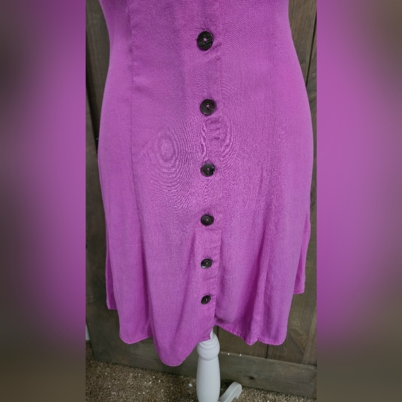 OLIVACEOUS ButtonFront Rayon A LineMini Sleeveless Mini Dress Purple.S NWOT - Picture 12 of 13